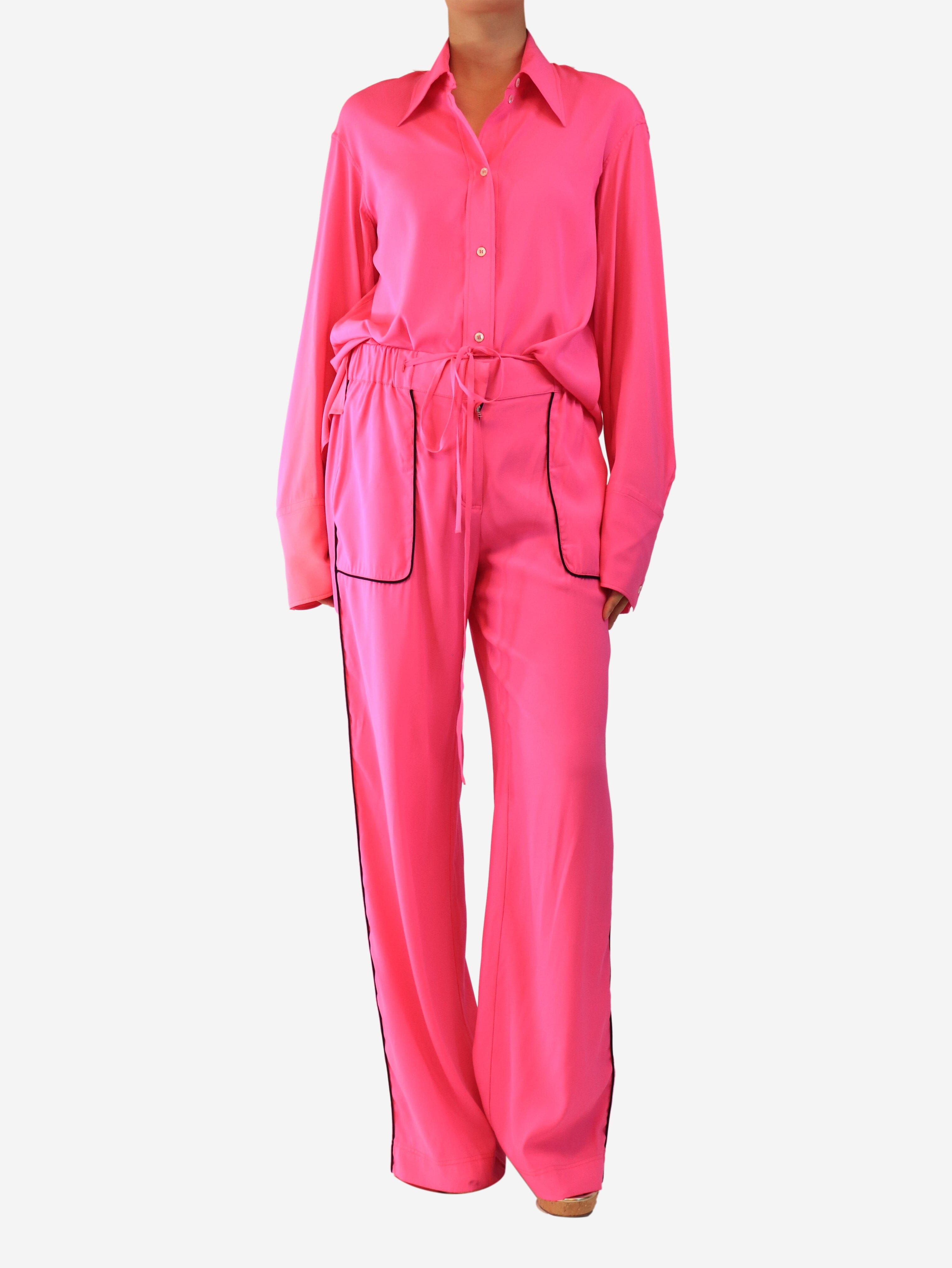 Pink silk shirt and trousers set - size L Sets Serena Bute 