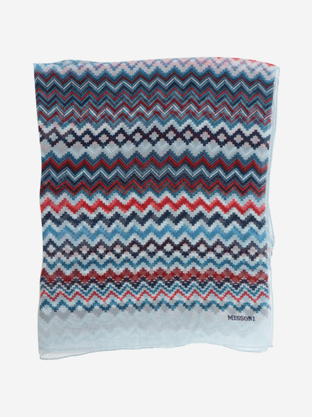 Blue zig-zag chiffon scarf product image