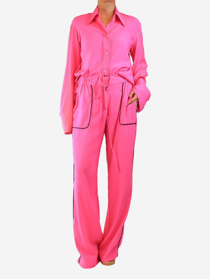 Pink silk shirt and trousers set - size L Sets Serena Bute 