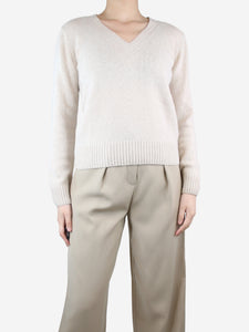 Kujten Beige V-neck cashmere sweater - Brand size 2