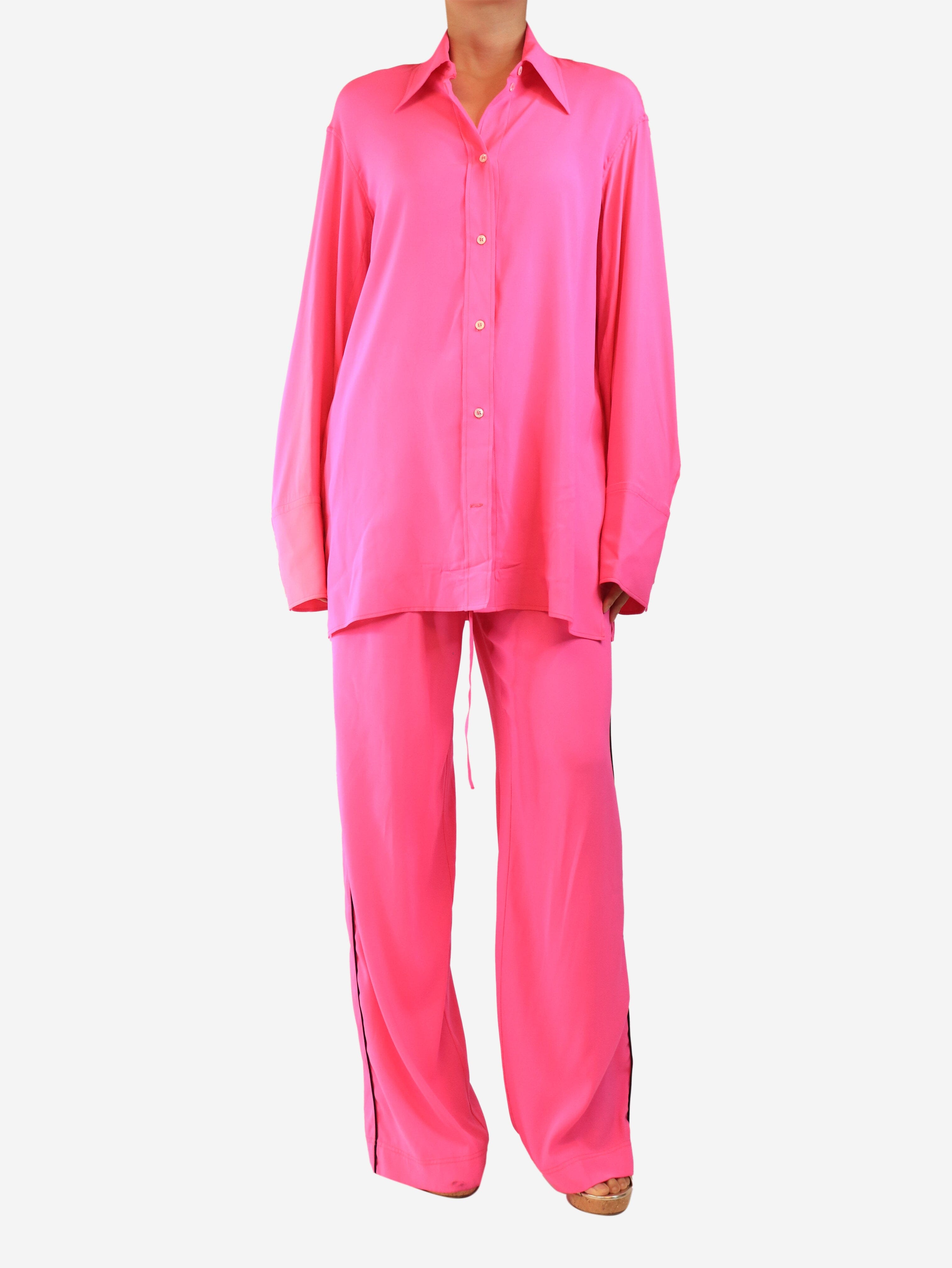 Pink silk shirt and trousers set - size L Sets Serena Bute 