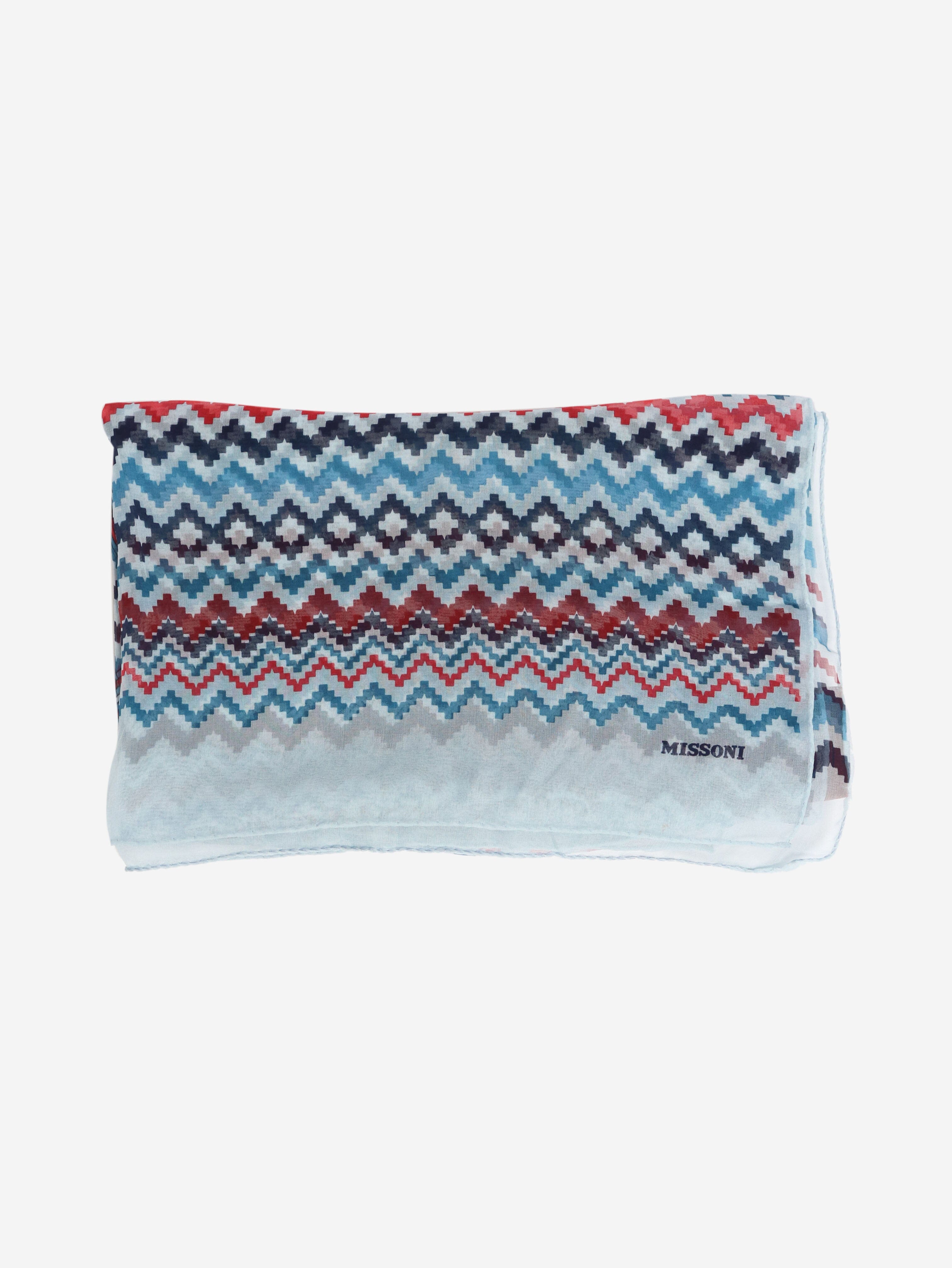 Blue zig-zag chiffon scarf Scarves Missoni 