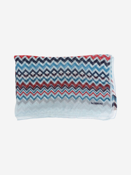 Blue zig-zag chiffon scarf alternate image