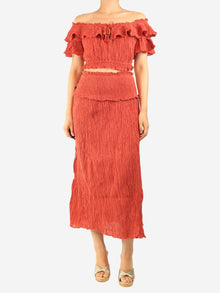 Rust plisse skirt and top set - size UK 12 Sets Zimmermann 