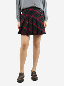 Moncler Red and green tartan pleated mini skirt - size UK 10