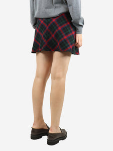 Moncler Red and green tartan pleated mini skirt - size UK 10