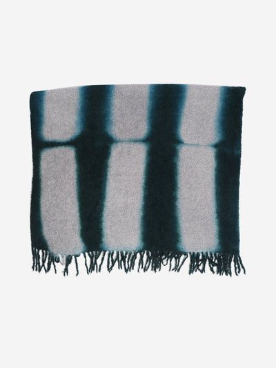 Green and grey hand woven boucle throw Scarves Suzusan 