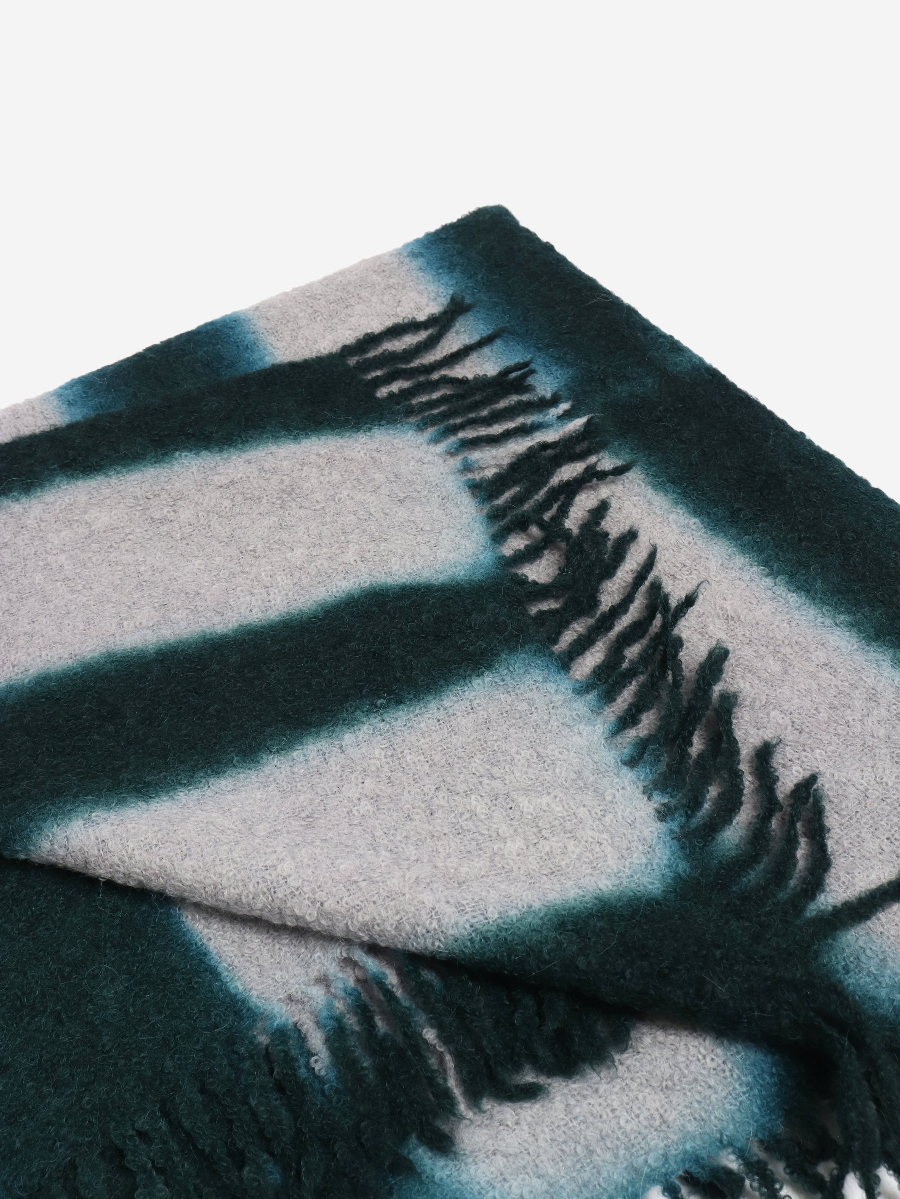 Green and grey hand woven boucle throw Scarves Suzusan 