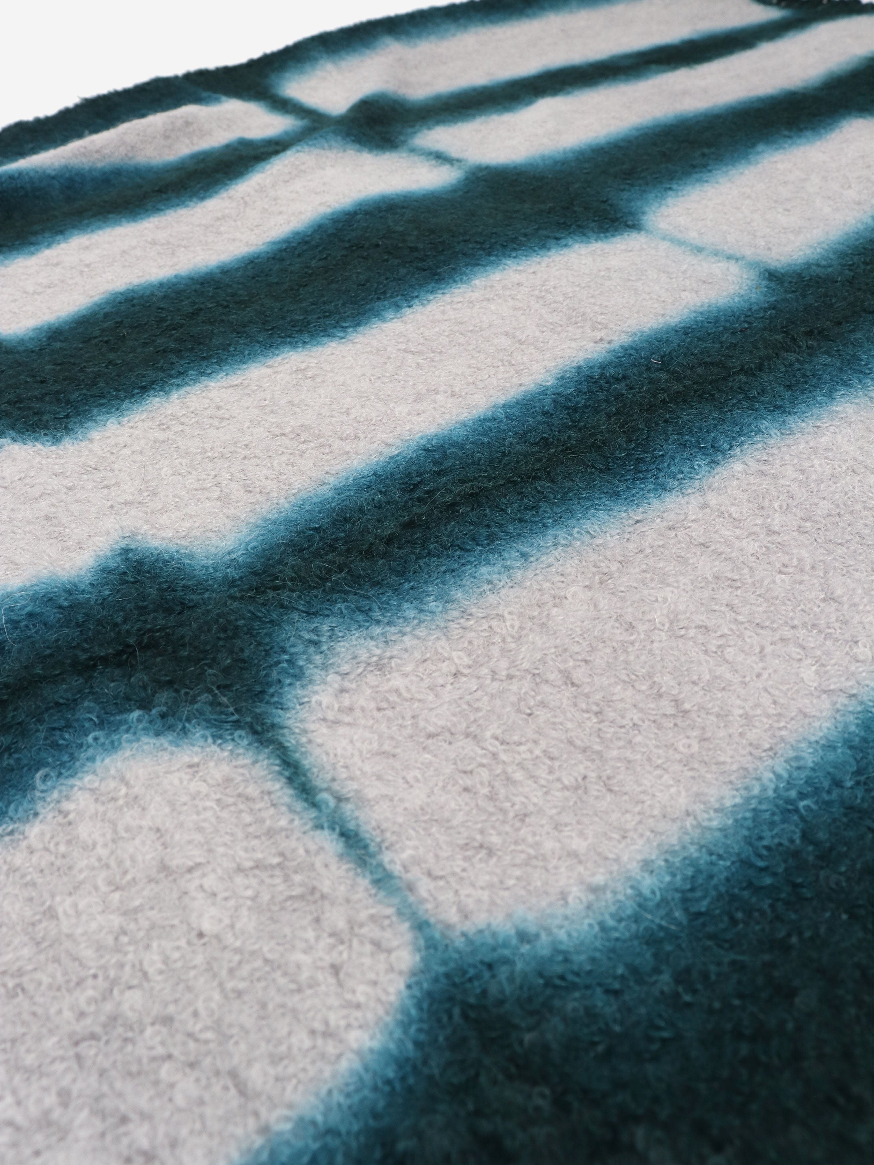 Green and grey hand woven boucle throw Scarves Suzusan 