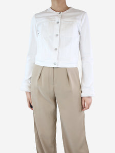 J Brand White cropped collarless jacket - size S