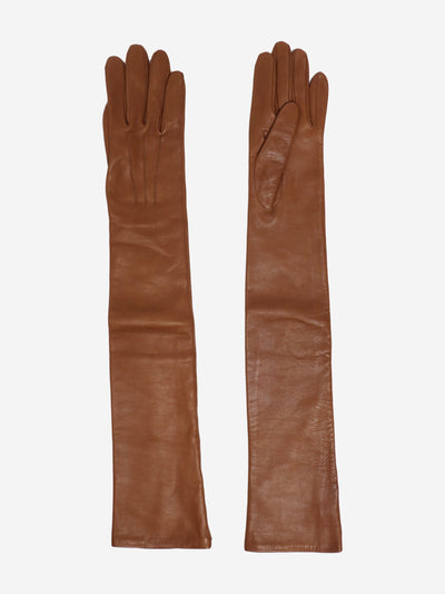 Brown leather long gloves Gloves Lanvin 