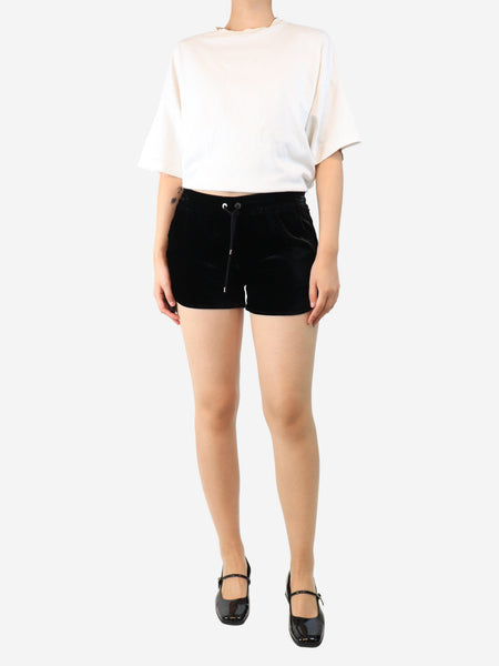 Black velvet mini shorts - size S alternate image