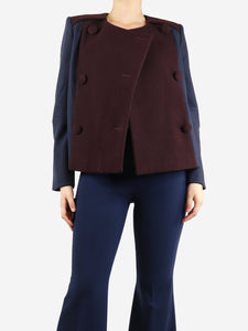 Stella McCartney Burgundy double-breasted two-tone coat - size UK 12