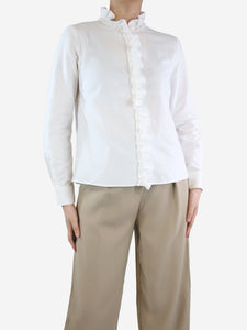Sezane White ruffled shirt - size UK 8