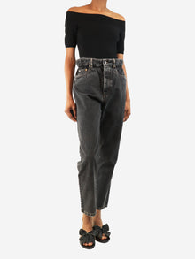 Grey gathered-waist jeans - size UK 8 Denim Miu Miu 