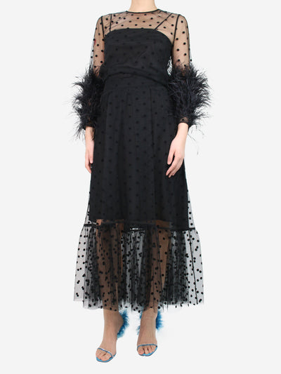 Black polka dot sheer feather top and maxi skirt set - size UK 8 Sets Huishan Zhang 
