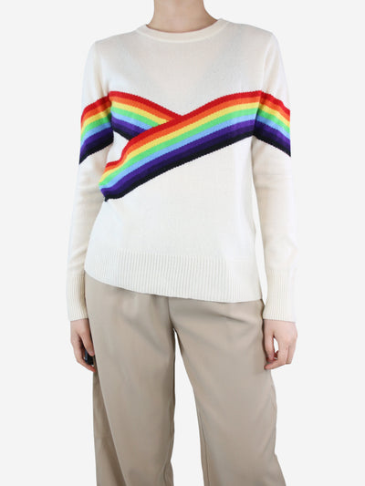 Cream and rainbow striped sweater - size M Knitwear Madeleine Thompson 