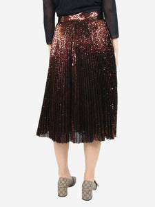 Dolce & Gabbana Brown sequin embellished pleated midi skirt - size UK 12