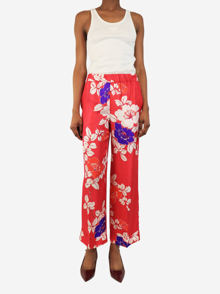 Pink floral printed trousers - size XS alternate image