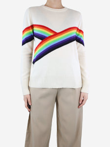 Madeleine Thompson Cream and rainbow striped sweater - size M