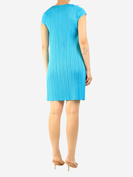 Blue sleeveless pleated dress - size S alternate image