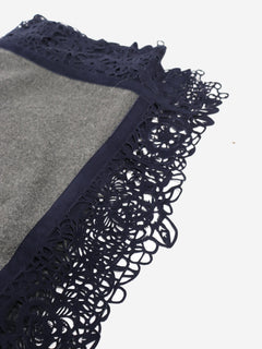 Grey suede-trim scarf Scarves Susanne Spatt 