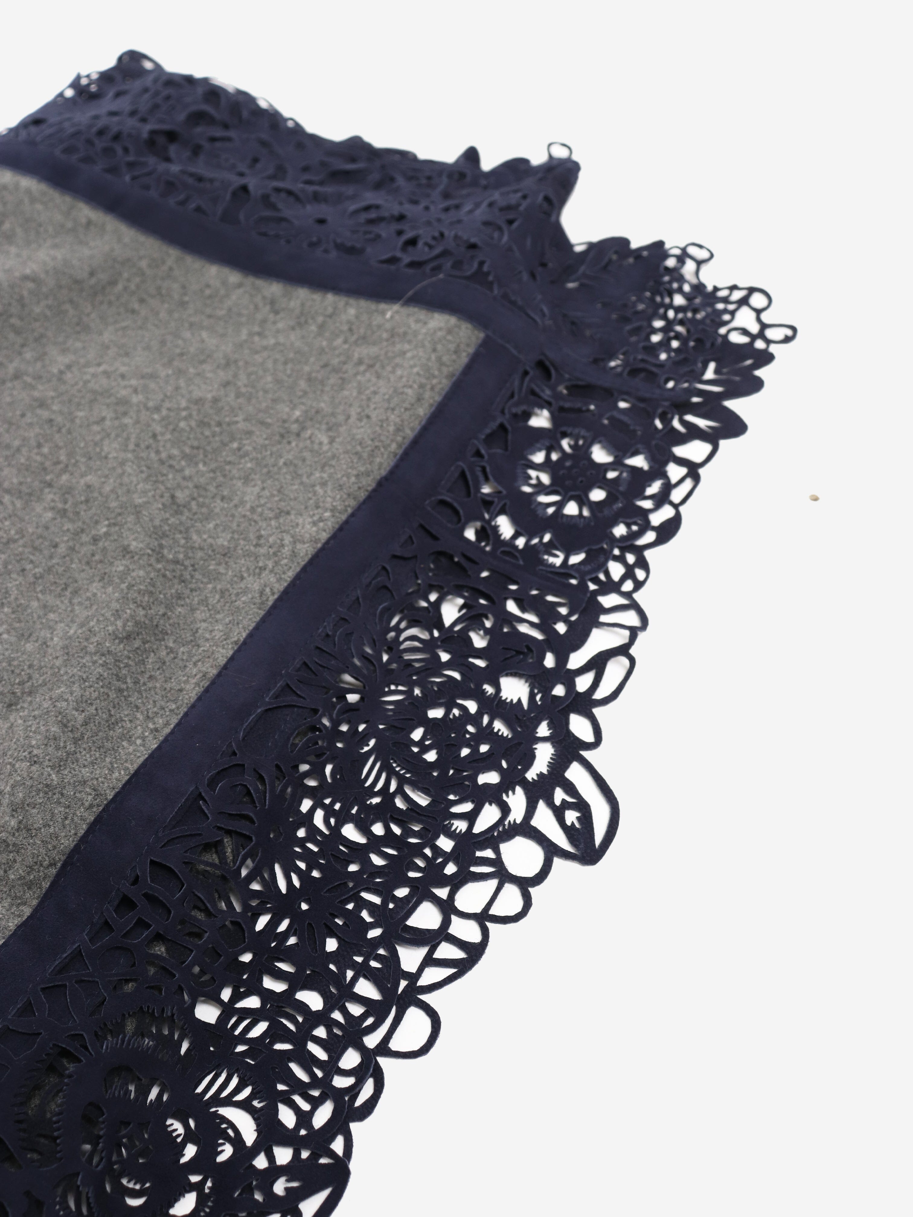 Grey suede-trim scarf Scarves Susanne Spatt 