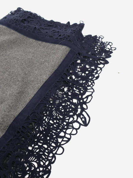 Grey suede-trim scarf alternate image
