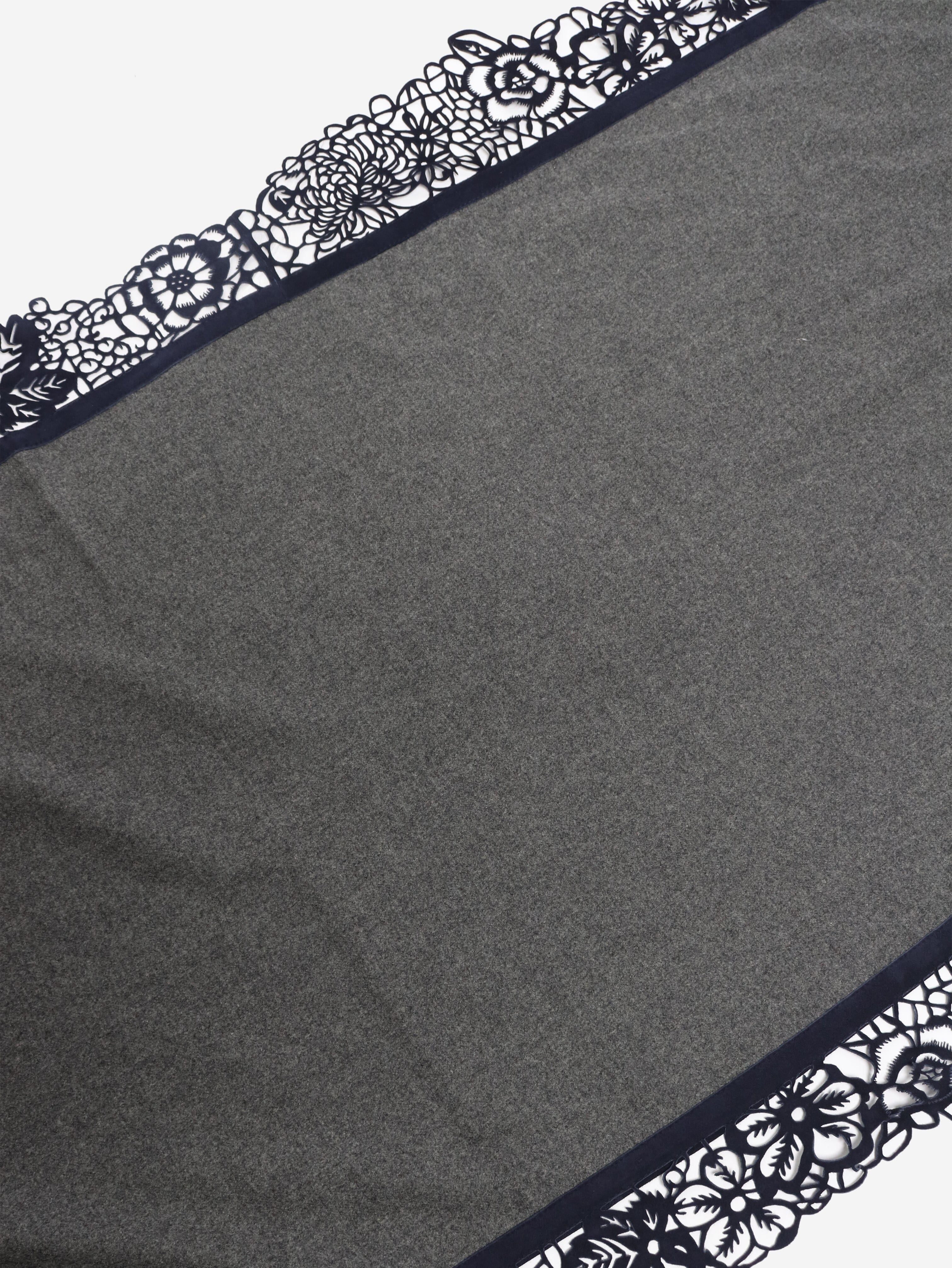 Grey suede-trim scarf Scarves Susanne Spatt 