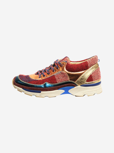 Multicolour tartan leather and tweed CC sneakers - size EU 39 Trainers Chanel 