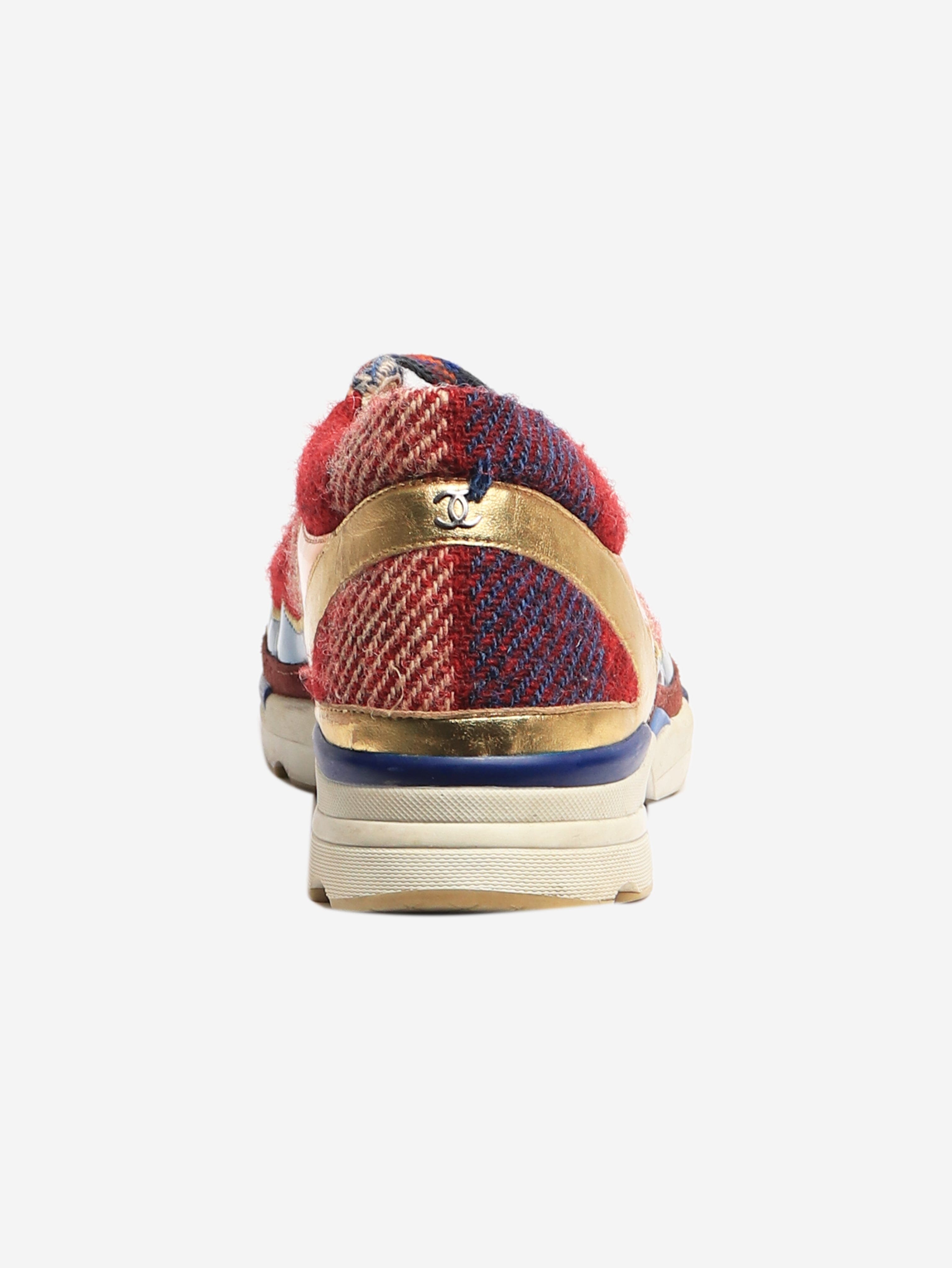 Multicolour tartan leather and tweed CC sneakers - size EU 39 Trainers Chanel 