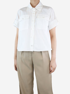 Max & Moi White cropped pocket shirt - size UK 10