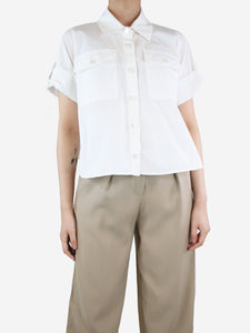 Max & Moi White cropped pocket shirt - size UK 10