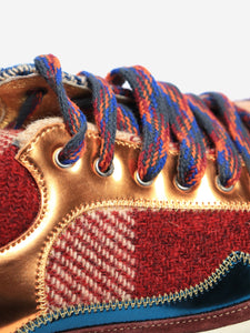 Chanel Multicolour tartan leather and tweed CC sneakers - size EU 39