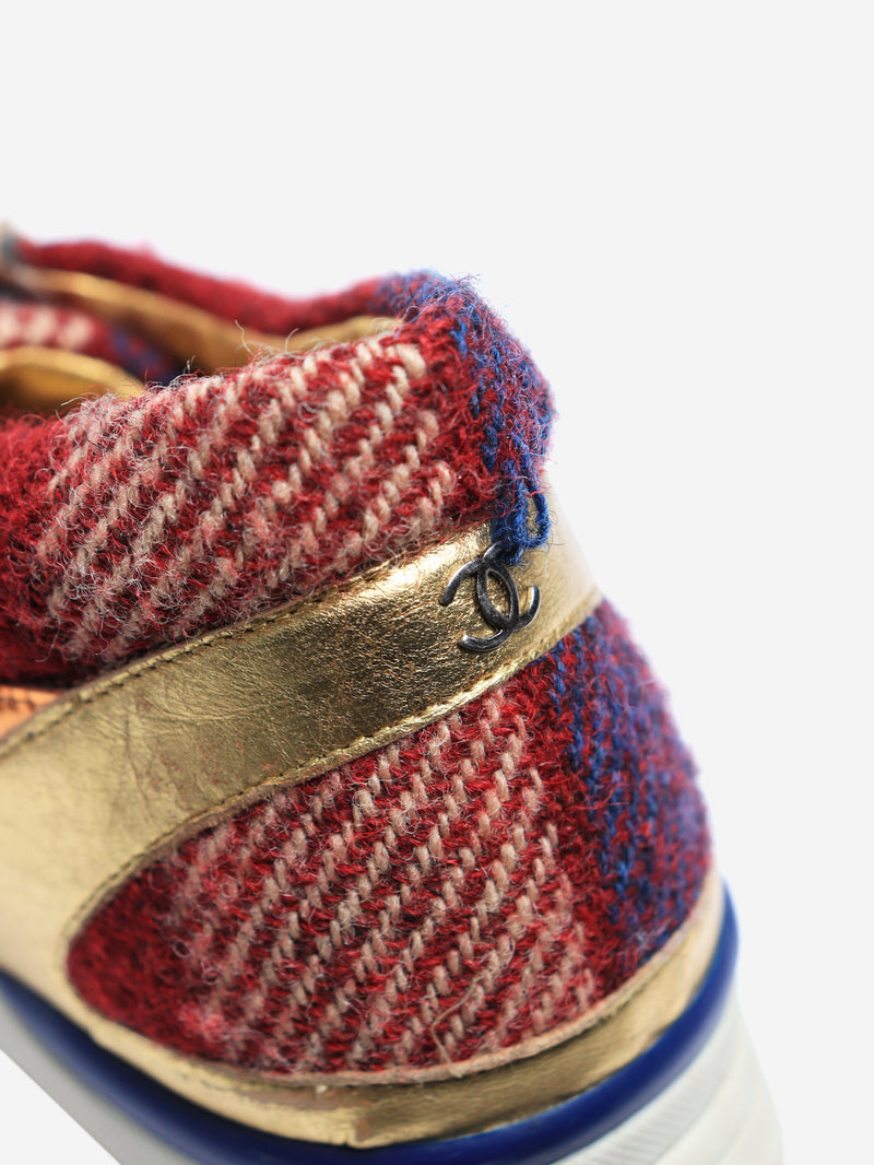 Multicolour tartan leather and tweed CC sneakers - size EU 39 Trainers Chanel 
