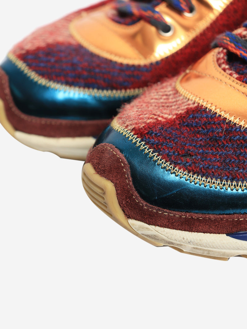 Multicolour tartan leather and tweed CC sneakers - size EU 39 Trainers Chanel 