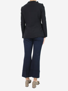 Stella McCartney Blue cropped wide-leg wool trousers - size UK 8