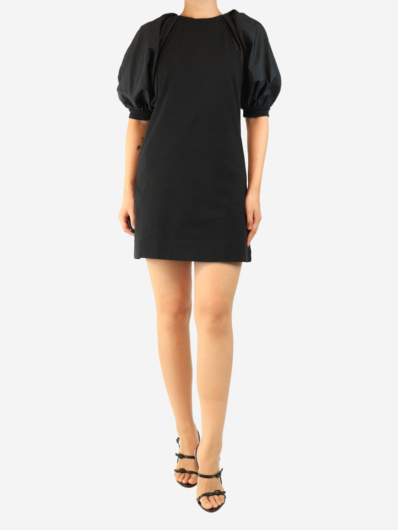 Black puff-sleeved mini dress - size M