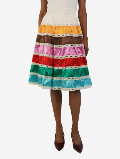 Multicolour silk-lace midi skirt - size UK 6 Skirts Prada 