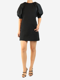 Black puff-sleeved mini dress - size M