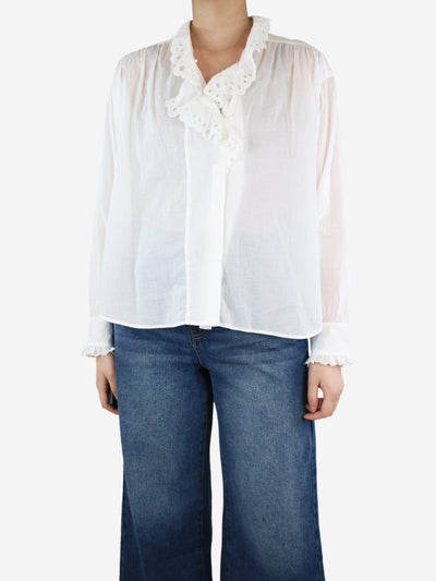 White ruffled broderie-anglaise cotton blouse - size UK 6 Tops Isabel Marant Etoile 