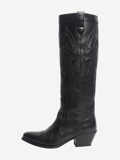 Black western leather knee-high boots - size EU 37 Boots Celine 