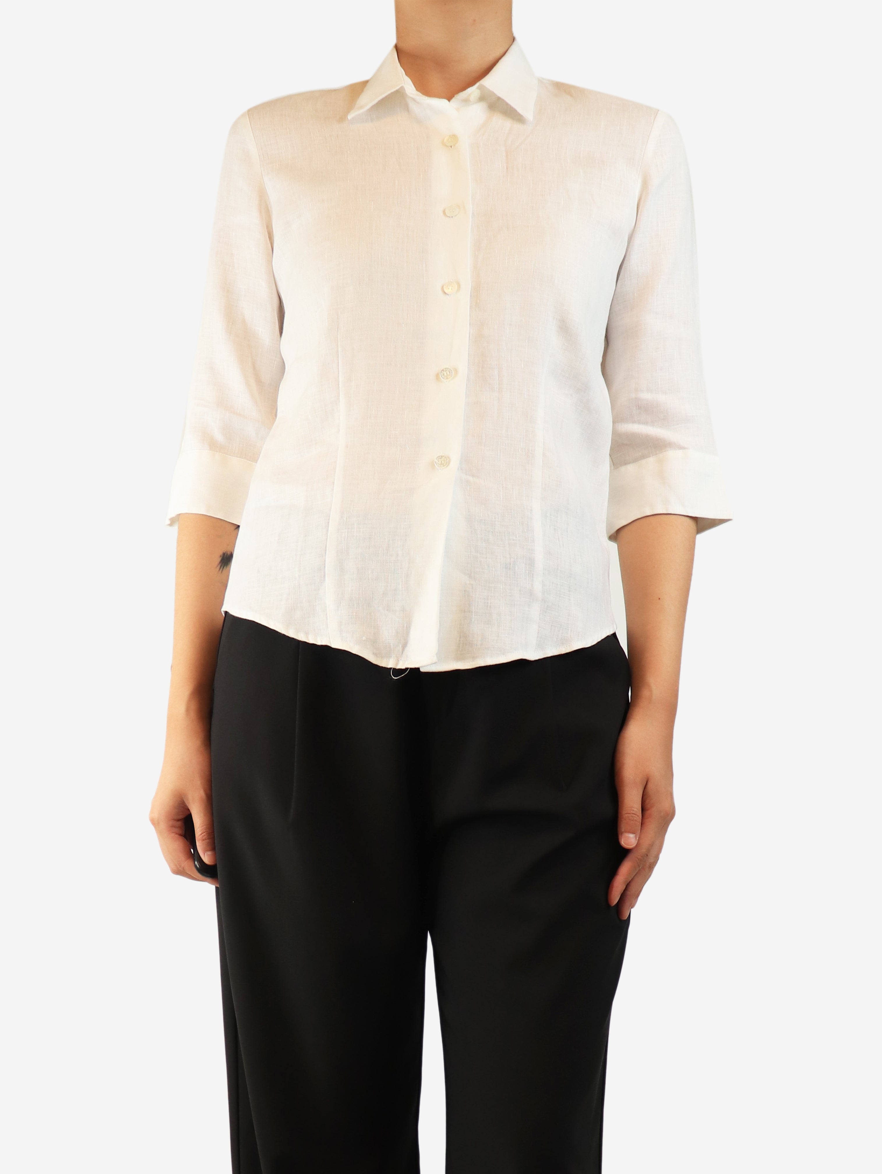 White linen shirt blouse - size UK 10