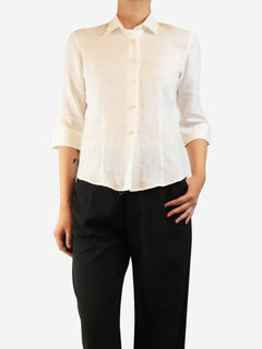 White linen shirt blouse - size UK 10