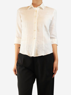 White linen shirt blouse - size UK 10