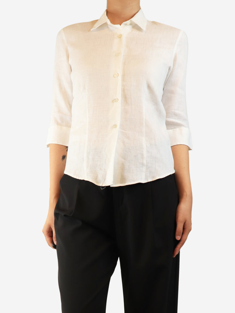 White linen shirt blouse - size UK 10