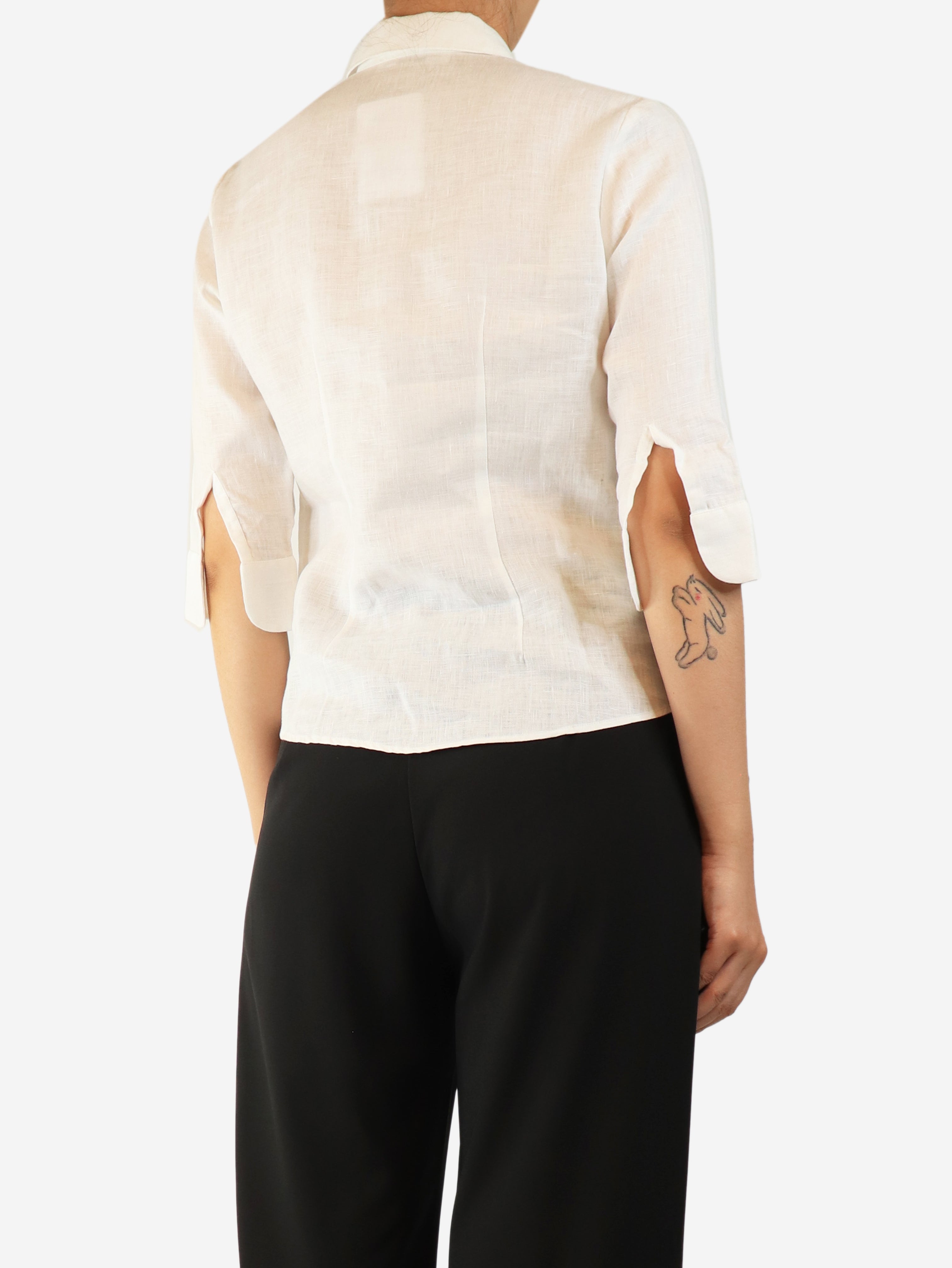 White linen shirt blouse - size UK 10