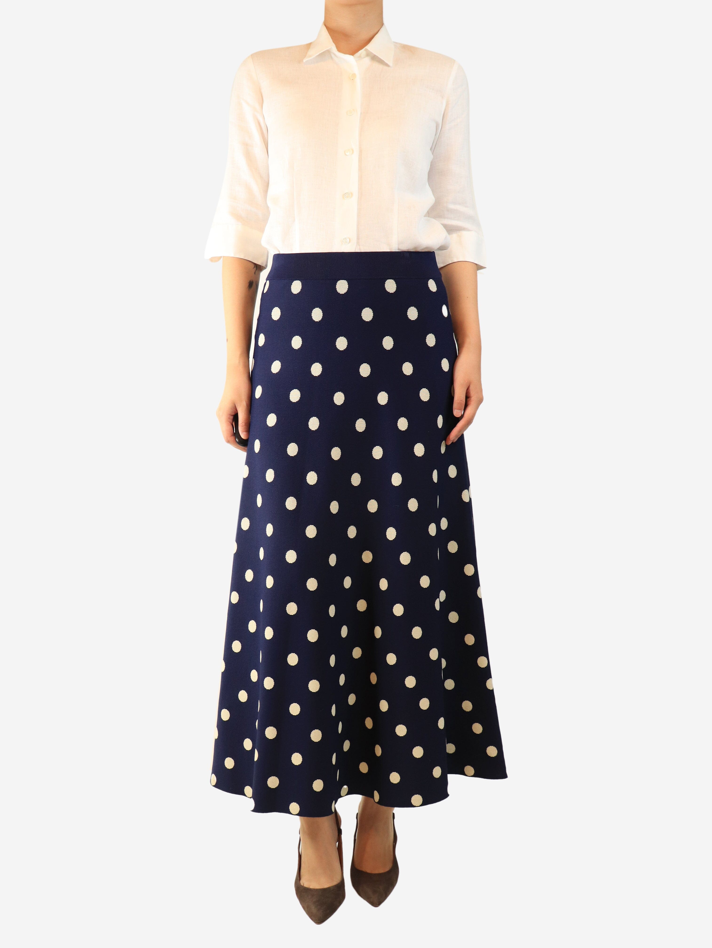 Blue polka dot knit skirt - size S Skirts Cara Cara 