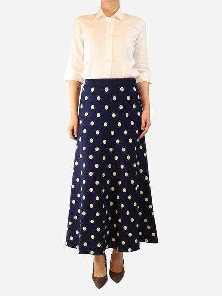 Blue polka dot knit skirt - size S alternate image