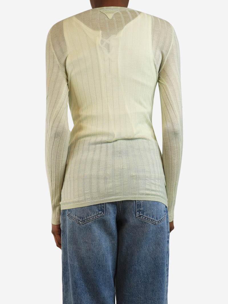 Pale green rib-knit top - size UK 6 Knitwear Prada 